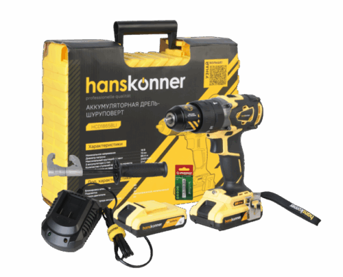 Аккумуляторный шуруповерт Hanskonner HCD1865BLI Unibattery