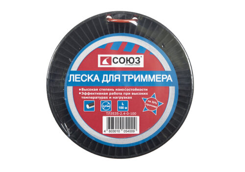 Леска для триммера, d=2.4 мм, l=100 м, КРУГ, оранжевый БАБИНА, СОЮЗ